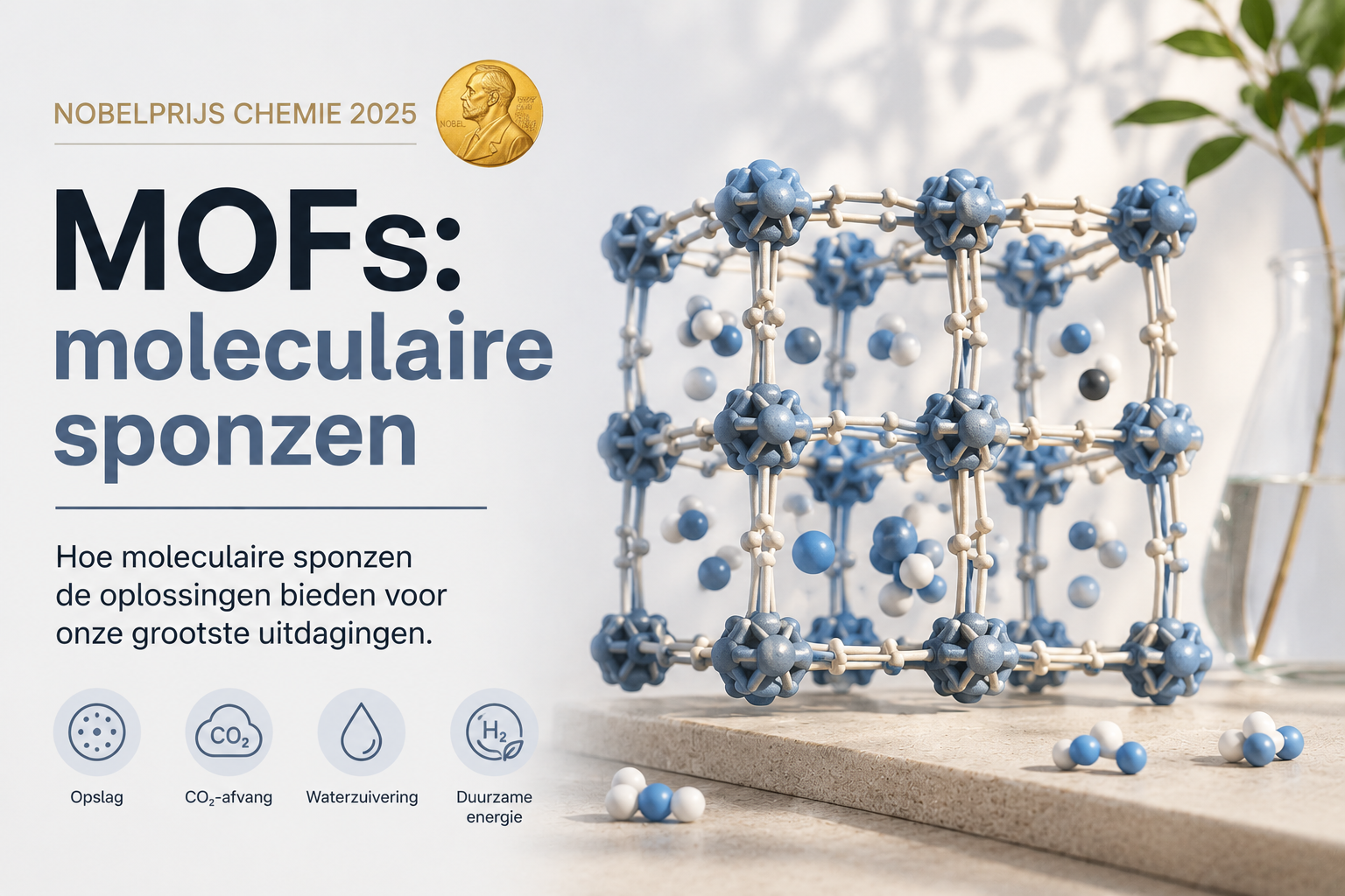 Nobelprijs Scheikunde 2025: moleculaire sponzen die PFAS uit water halen