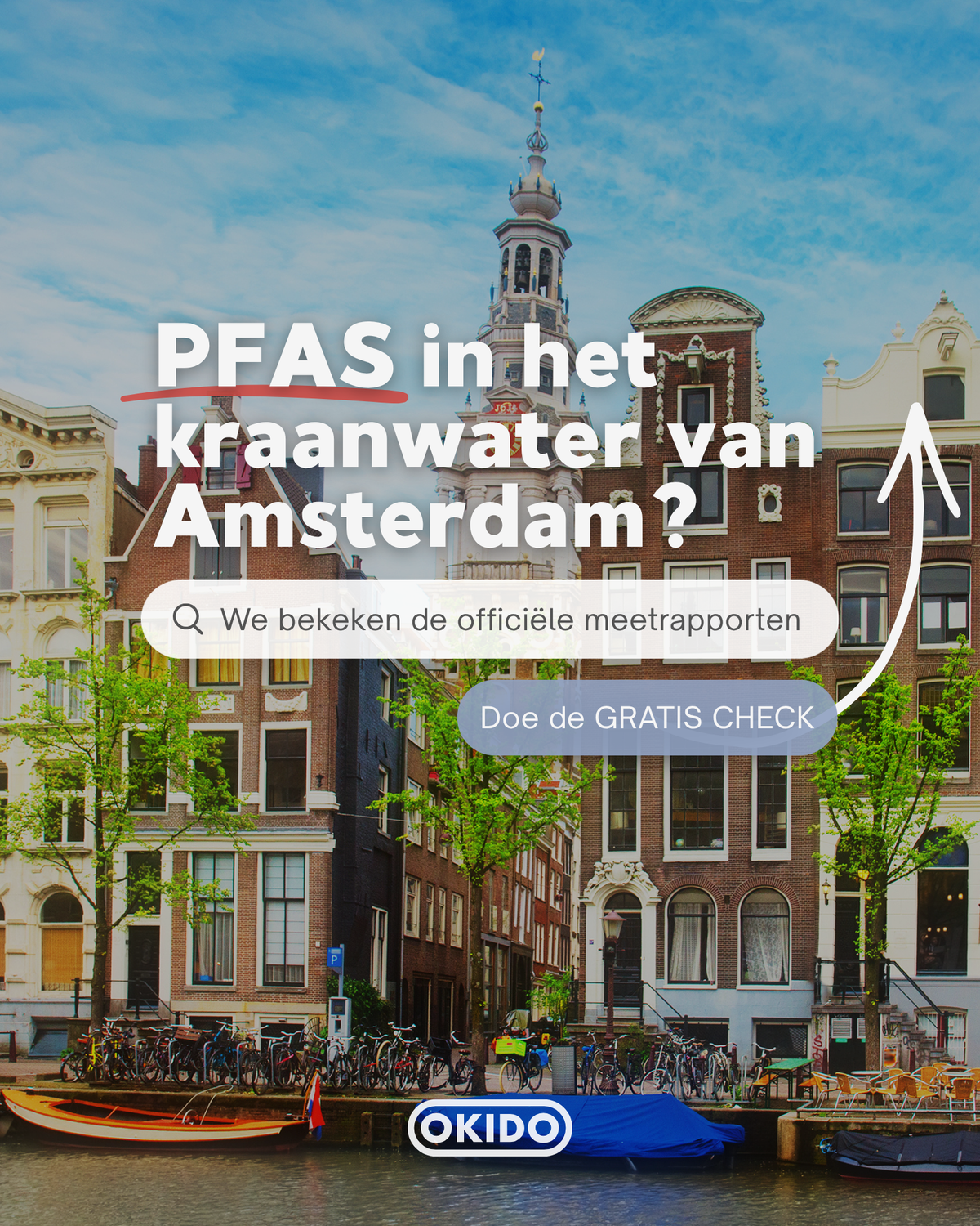 PFAS in het kraanwater van Amsterdam? Banner met link naar de gratis PFAS CHECK