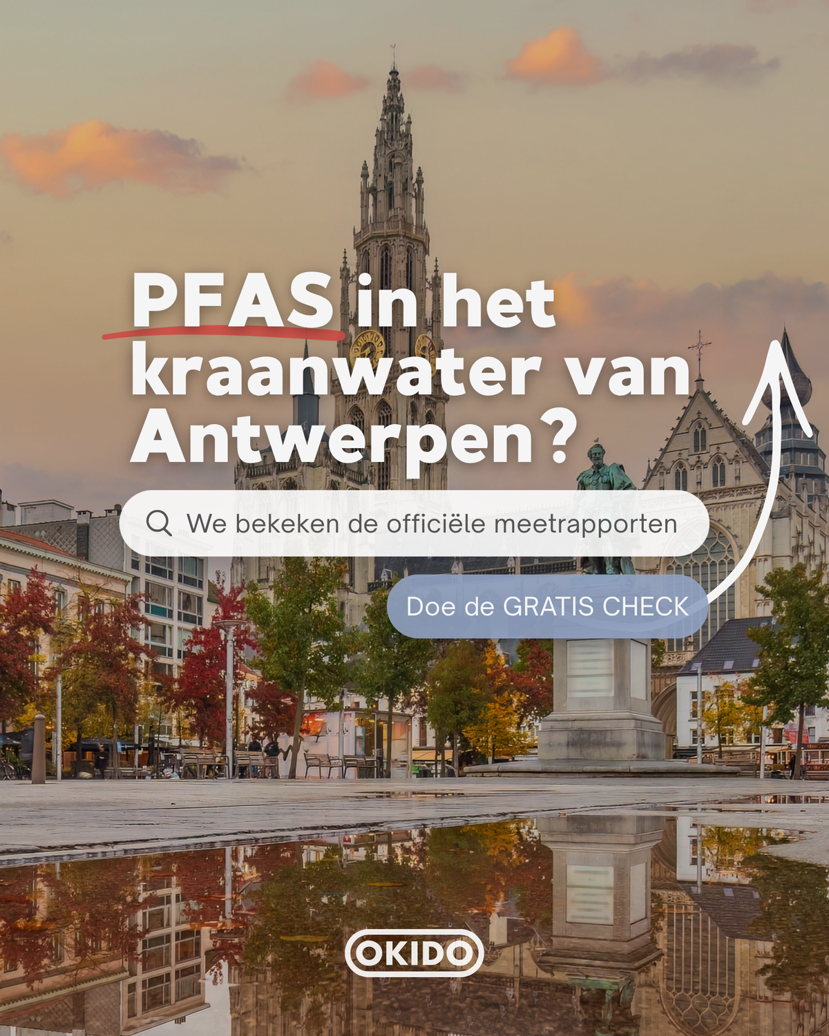 PFAS in het kraanwater van Antwerpen? Banner met link naar de gratis PFAS CHECK