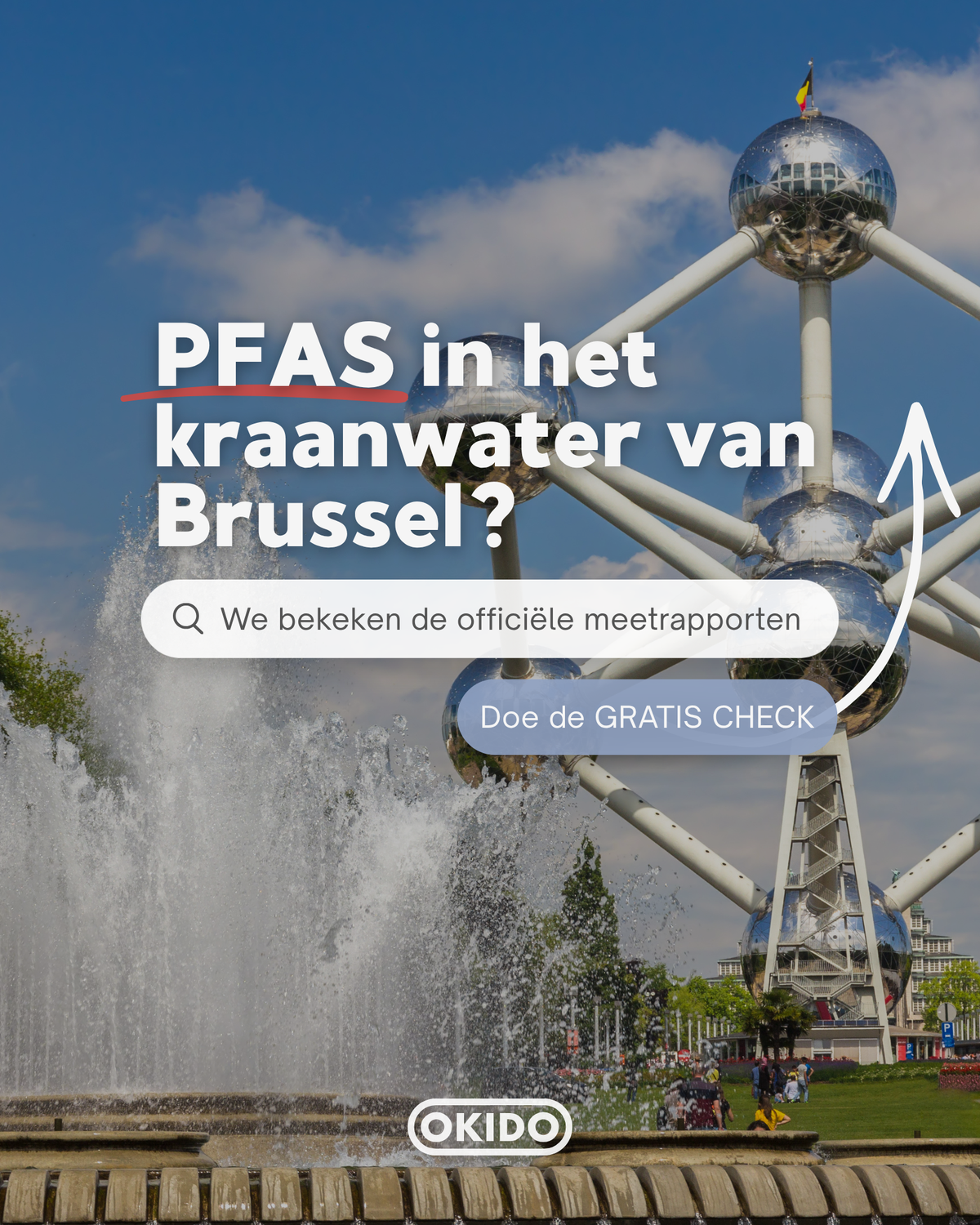 PFAS in het kraanwater van Brussel? Banner met link naar de gratis PFAS CHECK