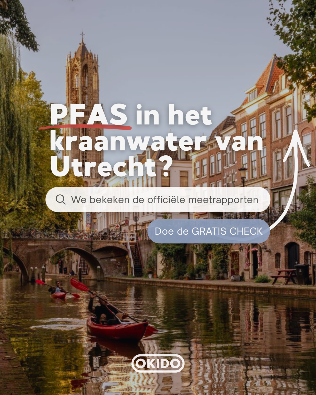 PFAS in het kraanwater van Utrecht? Banner met link naar de gratis PFAS CHECK